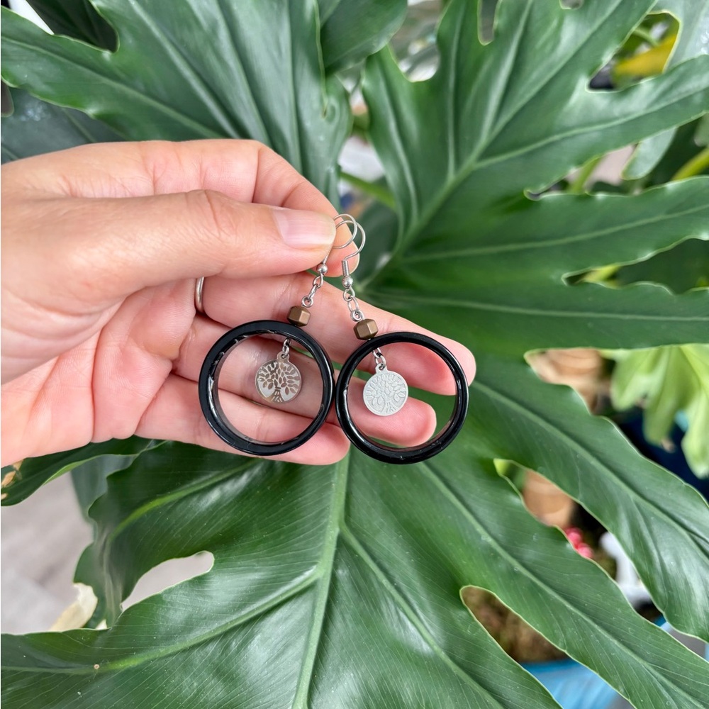 Obsidian & Hematite Earrings